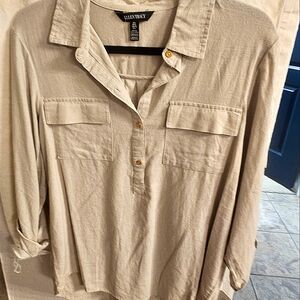 Ellen Tracy Linen blouse size large